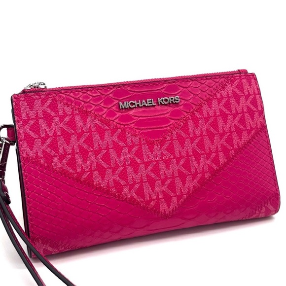 Michael Kors Double Zip Wallet Wristlet Electric Pink Multi (NWT) - Picture 3 of 9
